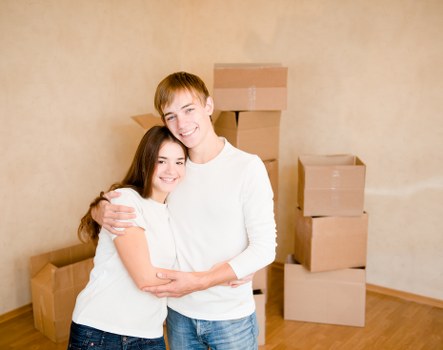 Boxes and furniture being prepared for man and van removals in Greenwich