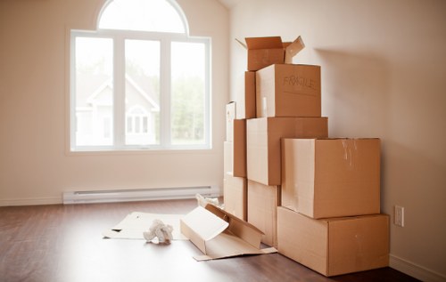 Packed moving boxes ready for a Greenwich house move