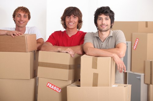 Man and van moving service with boxes ready for collection in Greenwich