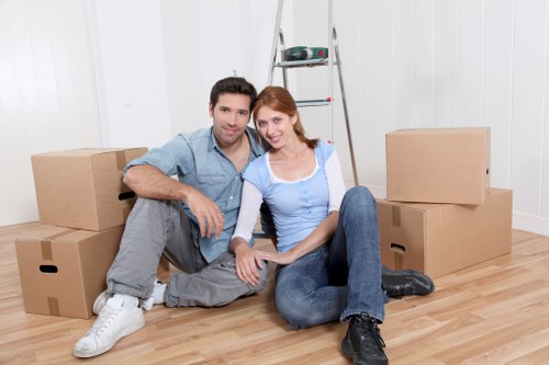 Packed household furniture ready for removal service