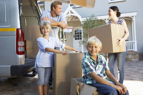 Careful loading of office items for a Greenwich commercial move