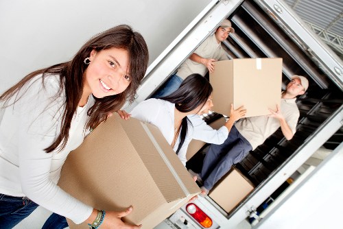 Packed boxes and furniture ready for a local move in Greenwich