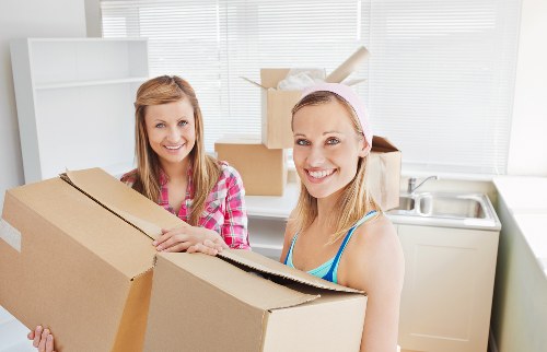 Household boxes and furniture loaded for Greenwich move