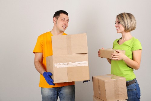 Truck loading furniture and boxes for a Greenwich relocation